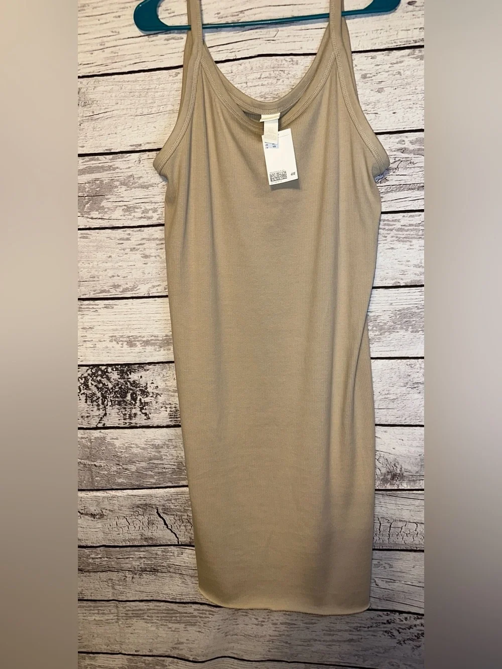 H&M Ribbed Tank Midi Dress Taupe XL NWT